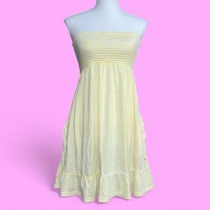 Y2K 09 Victorias Secret Yellow & white striped strapless babydoll dress